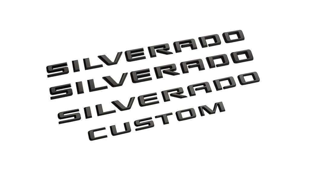 Emblemas custom en negro para tu camioneta, Chevrolet Silverado Turbo 2024 
